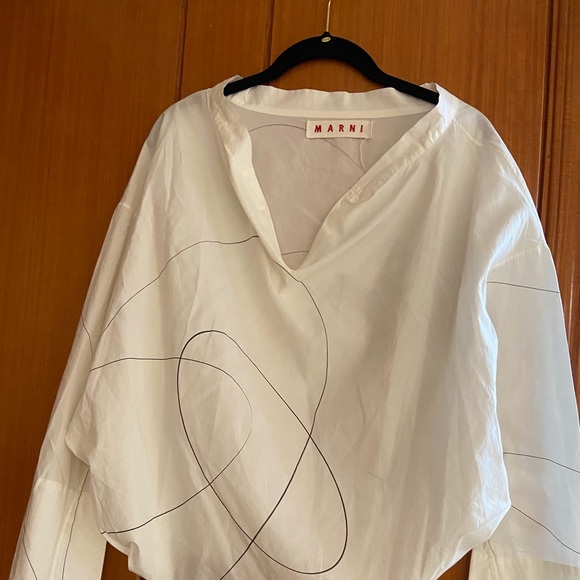 MARNI off white blouse top cotton Italy Sz4-6 - Picture 14 of 16
